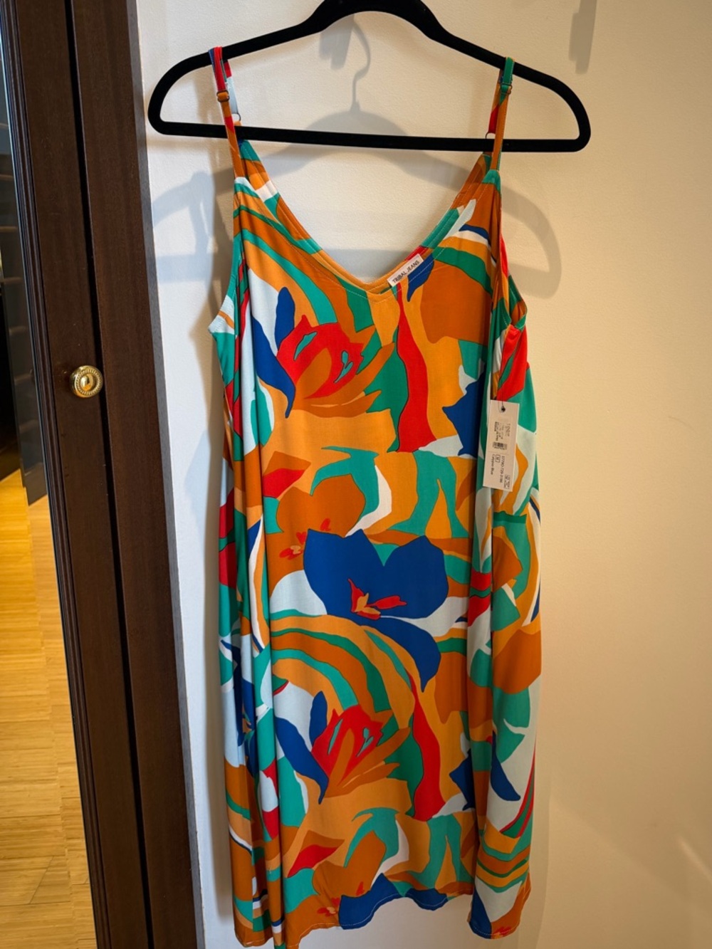 Tribal Jeans Orange Multicolor Floral Slip Dress